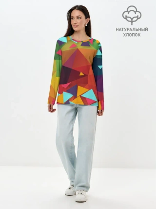 Лонгслив женский. Хлопок / Геометрическая Абстракция