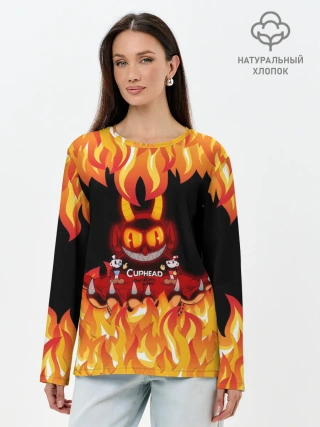 Лонгслив женский. Хлопок / CUPHEAD | DEVIL