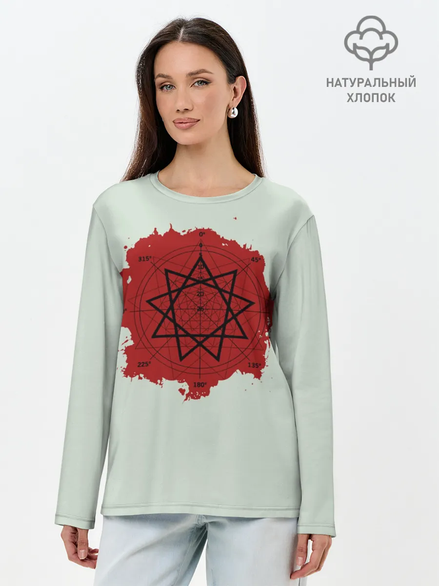 Лонгслив женский. Хлопок / Пентаграмма Slipknot