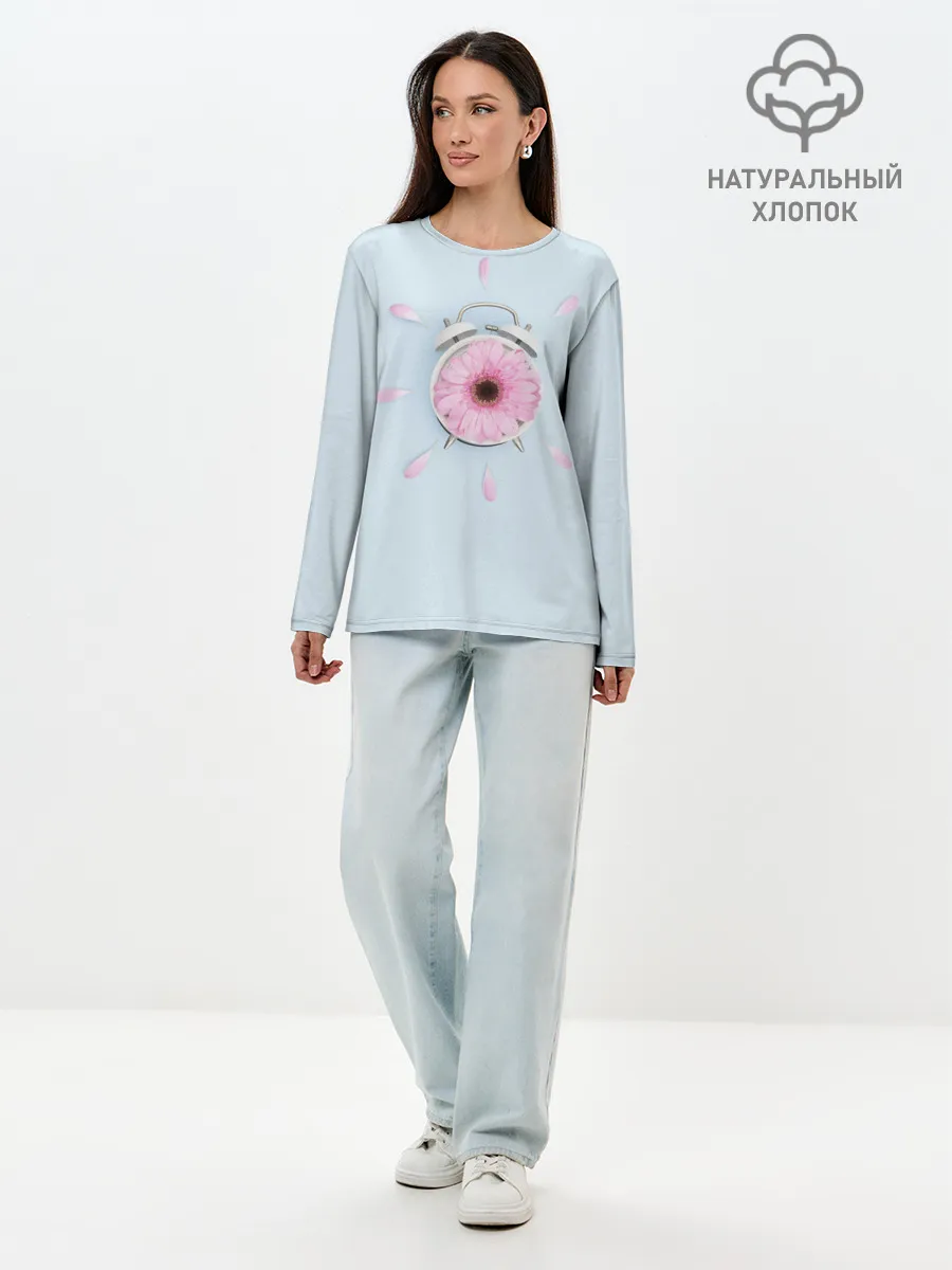 Лонгслив женский. Хлопок / Будильник