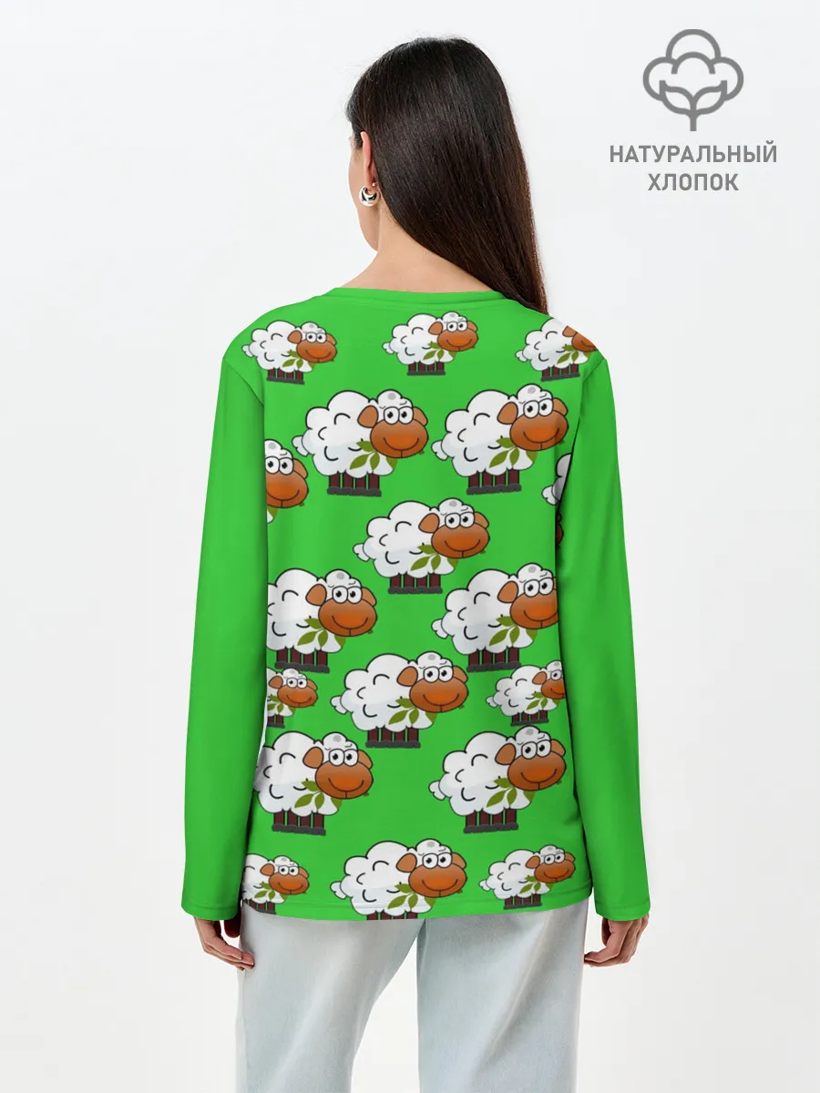 Лонгслив женский. Хлопок / Овцы