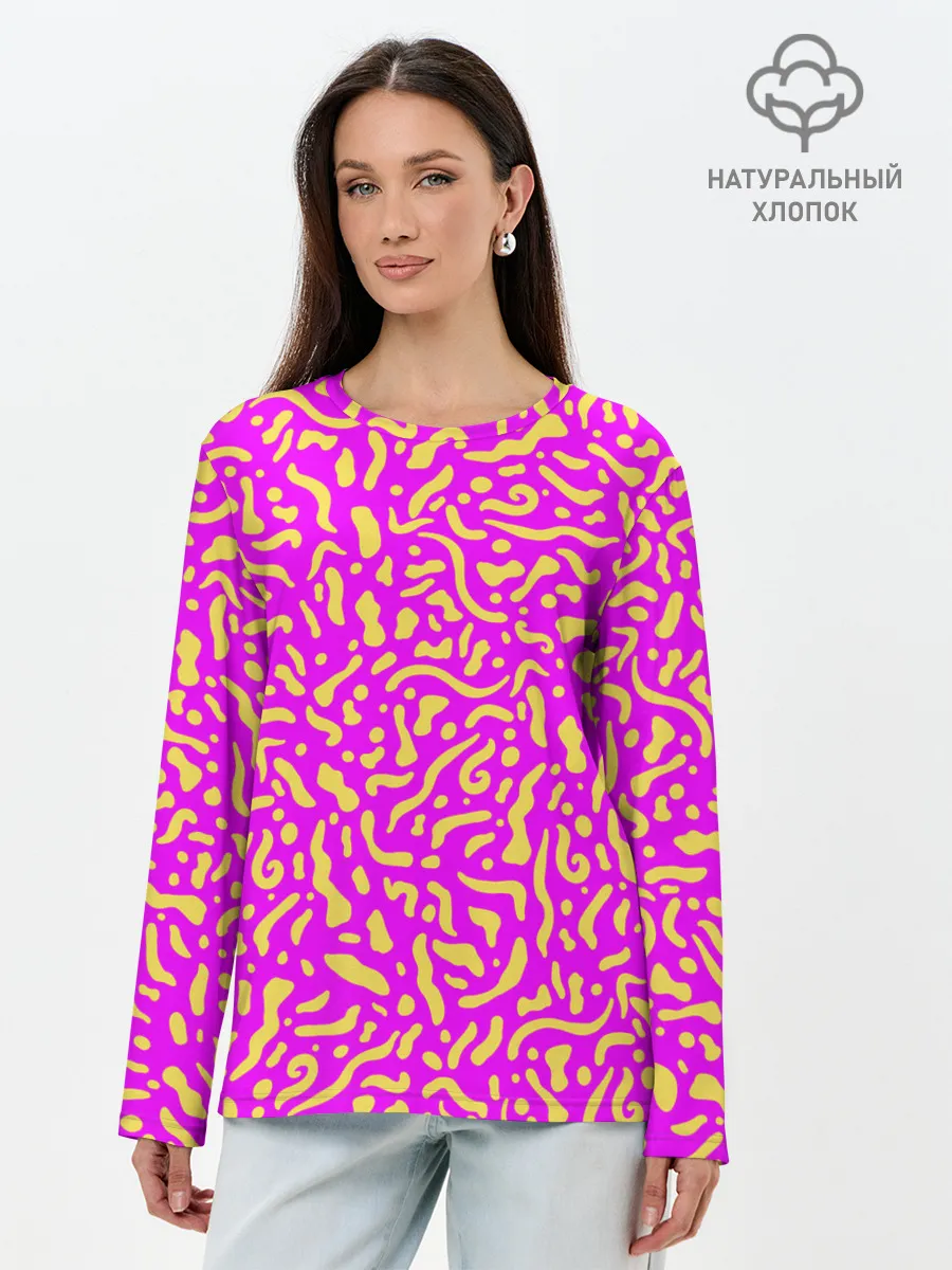Лонгслив женский. Хлопок / Абстрактные узоры