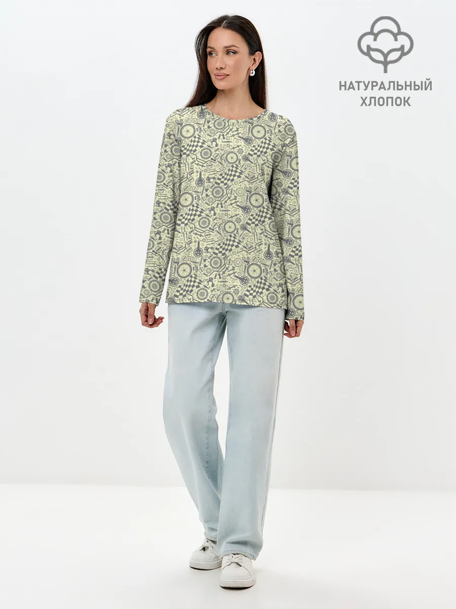 Лонгслив женский. Хлопок / Велосипедные части