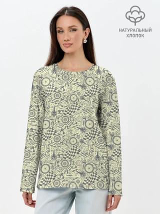 Лонгслив женский. Хлопок / Велосипедные части