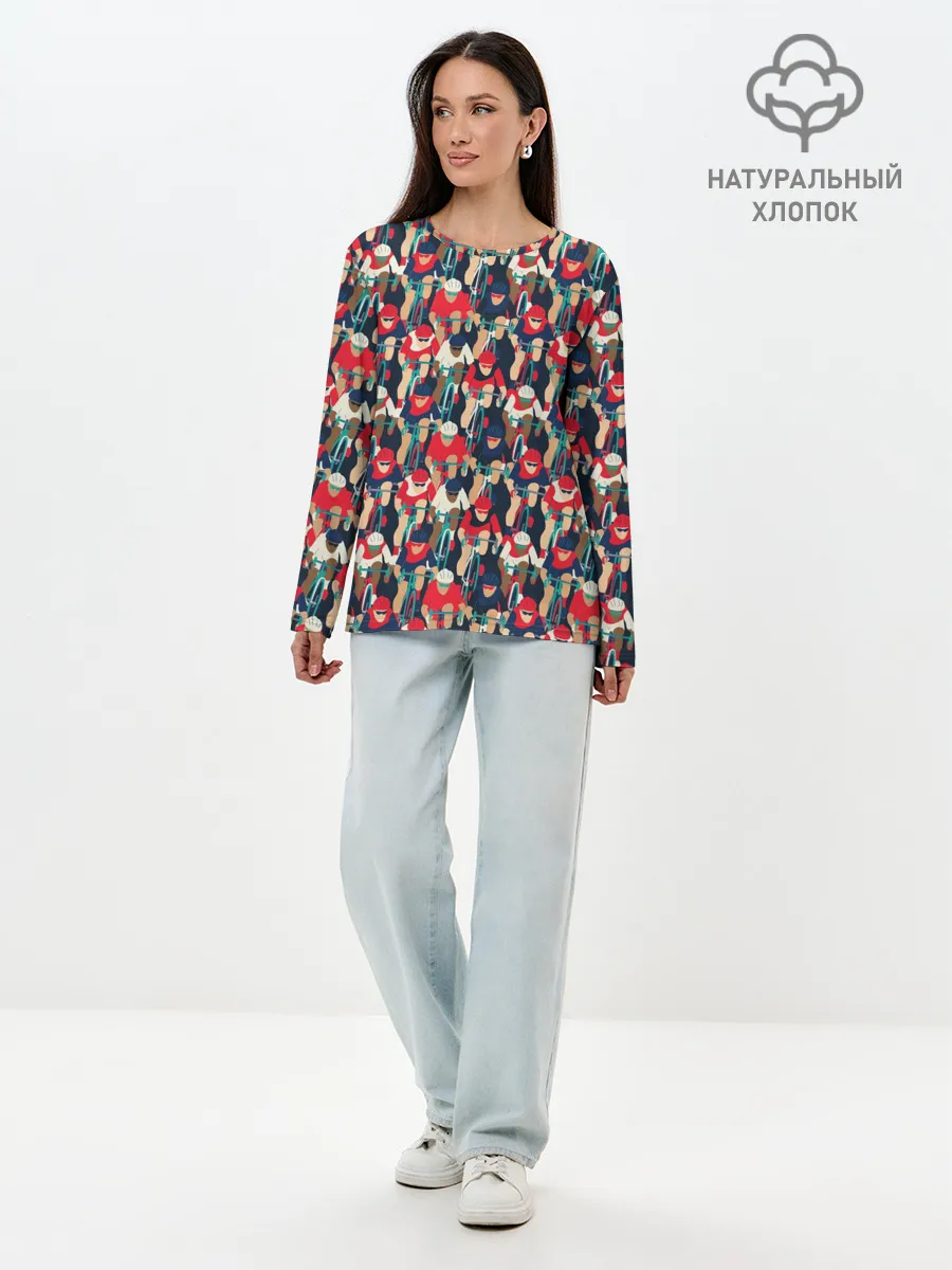 Лонгслив женский. Хлопок / Велогонка