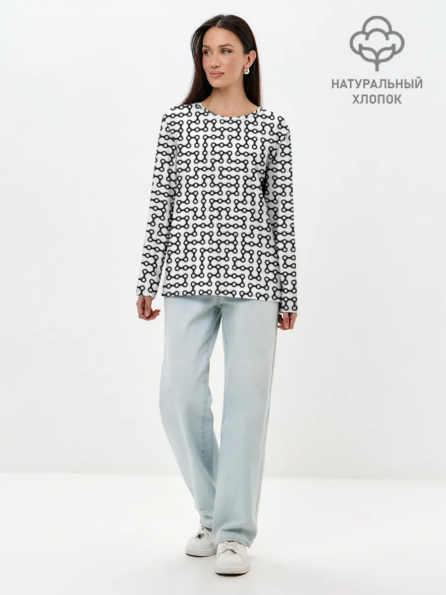 Лонгслив женский. Хлопок / Велосипедная цепь