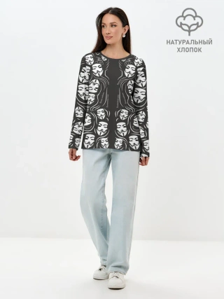 Лонгслив женский. Хлопок / Анонимусы надбисиси линии