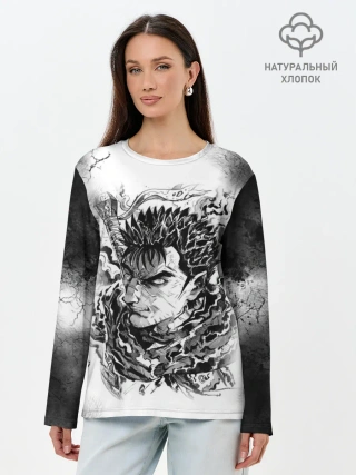Лонгслив женский. Хлопок / Гатс акварель