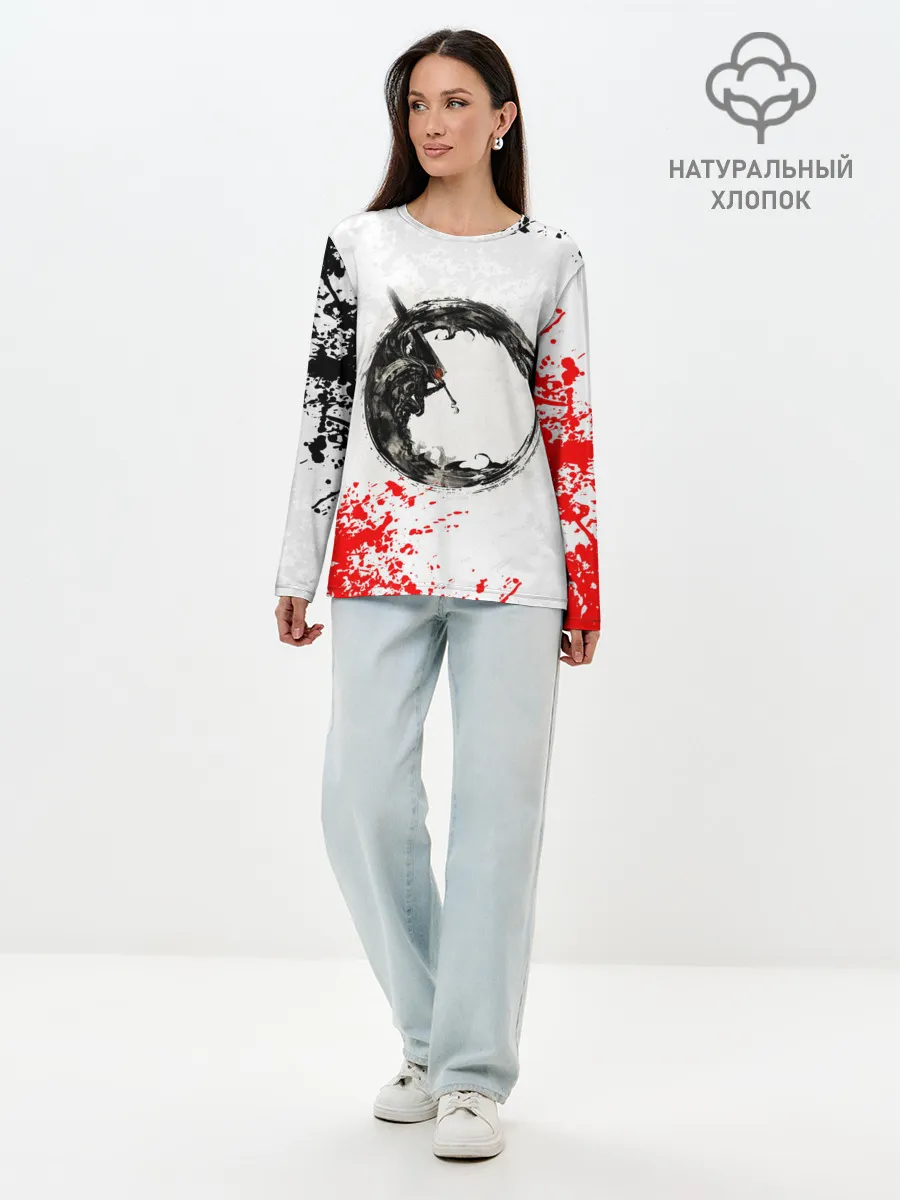 Лонгслив женский. Хлопок / Берсерк в круге