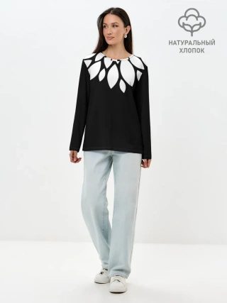 Лонгслив женский. Хлопок / Лепестки