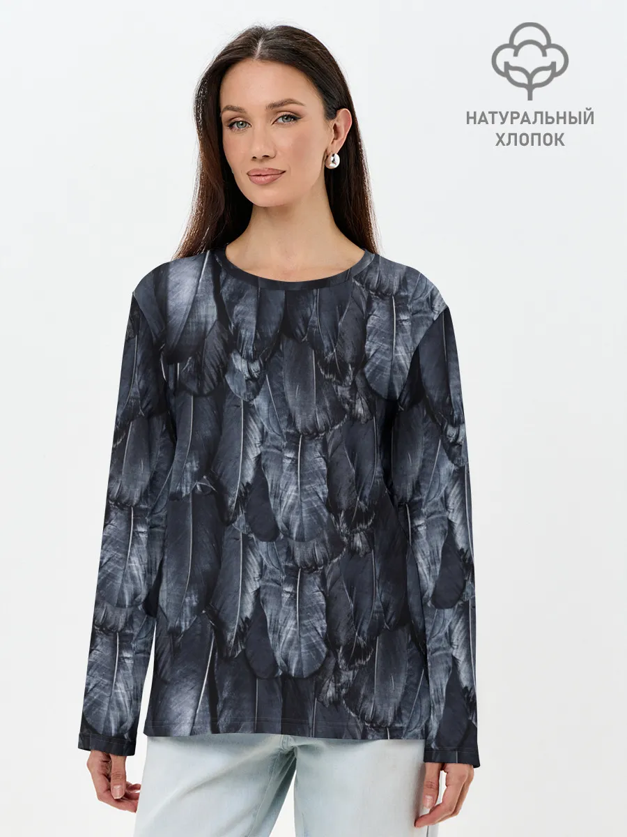 Лонгслив женский. Хлопок / Черный Ворон