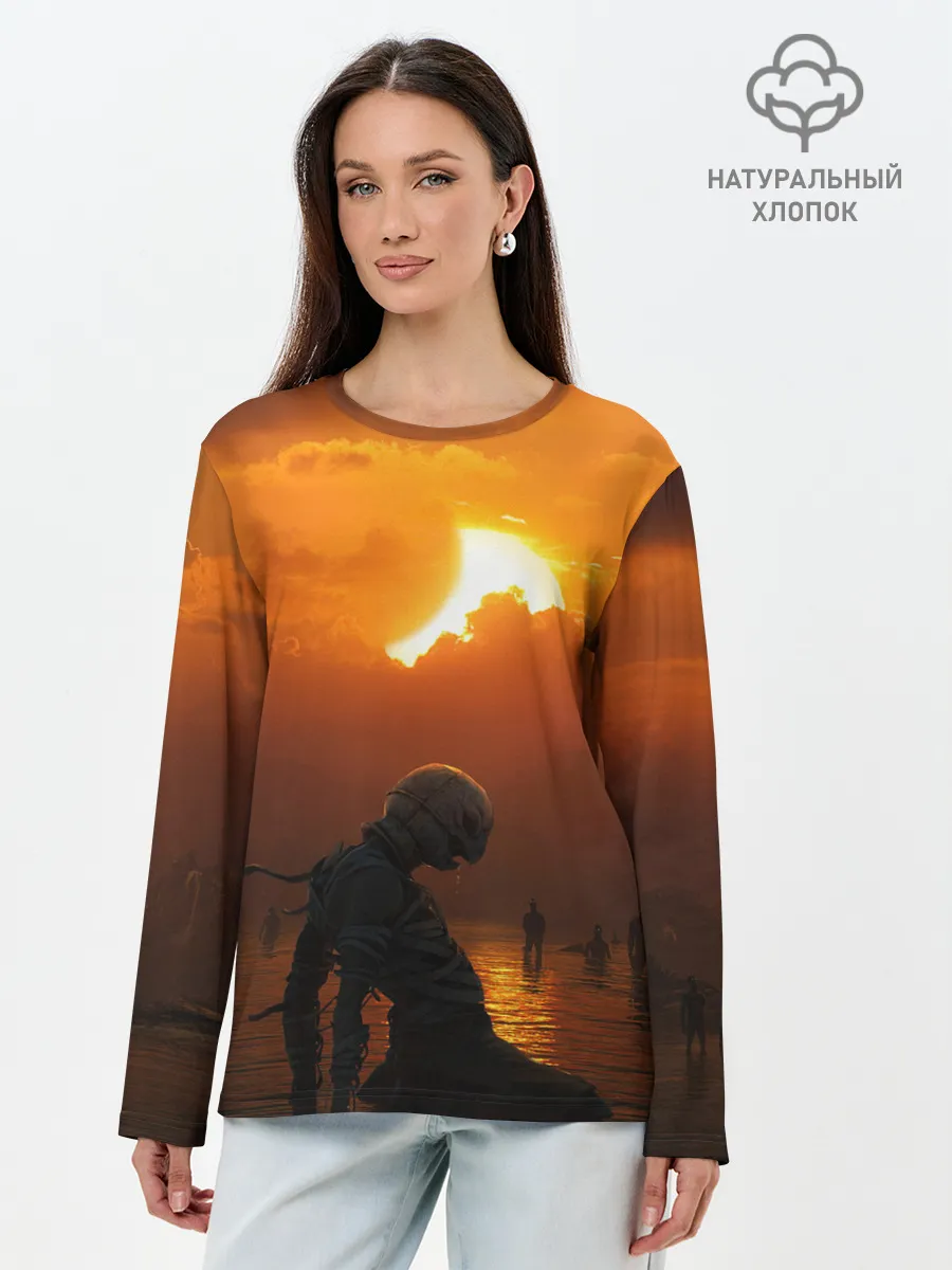 Лонгслив женский. Хлопок / Берсерк закат