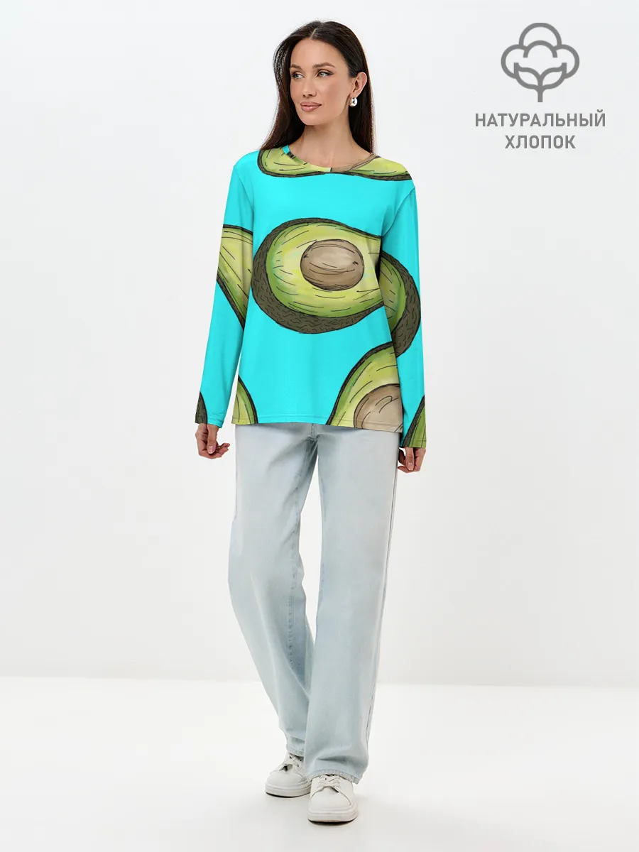 Лонгслив женский. Хлопок / Авакадо