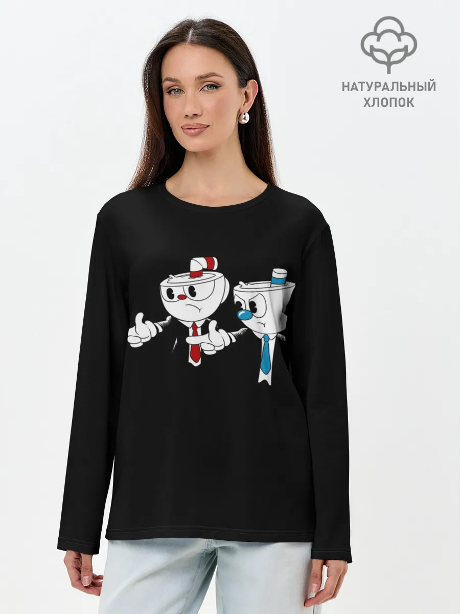 Лонгслив женский. Хлопок / CUPHEAD | PULP FICTION