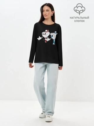 Лонгслив женский. Хлопок / CUPHEAD | PULP FICTION