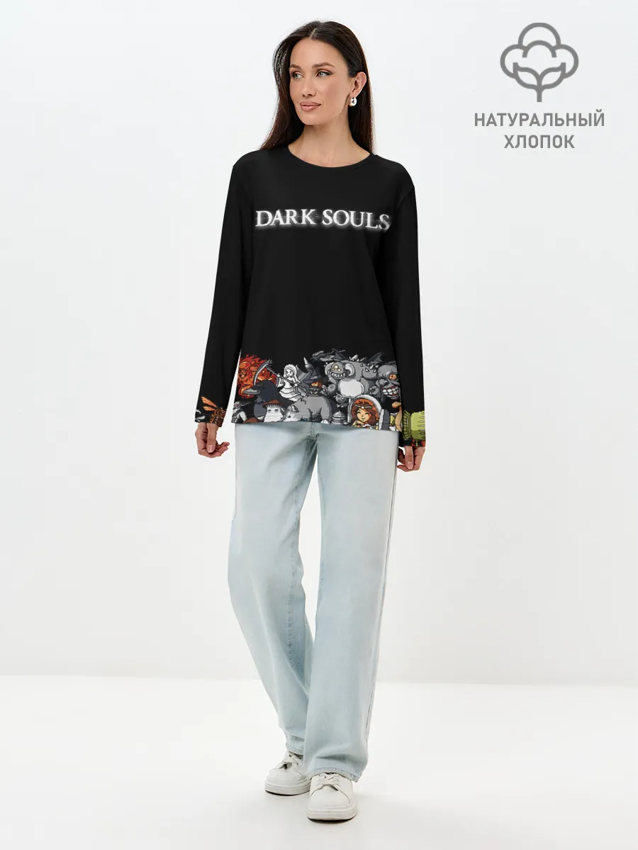 Лонгслив женский. Хлопок / 8bit Dark Souls