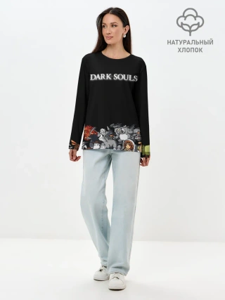 Лонгслив женский. Хлопок / 8bit Dark Souls