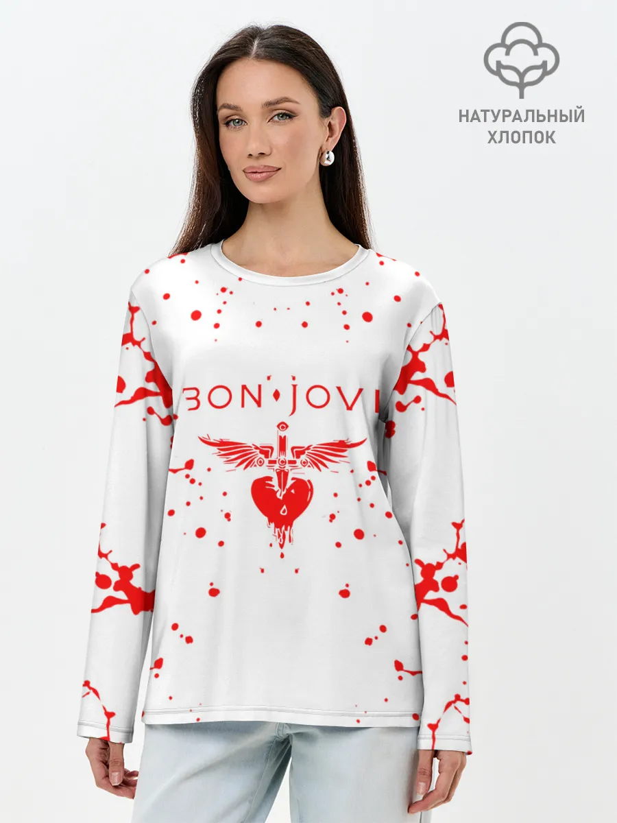 Лонгслив женский. Хлопок / bon jovi