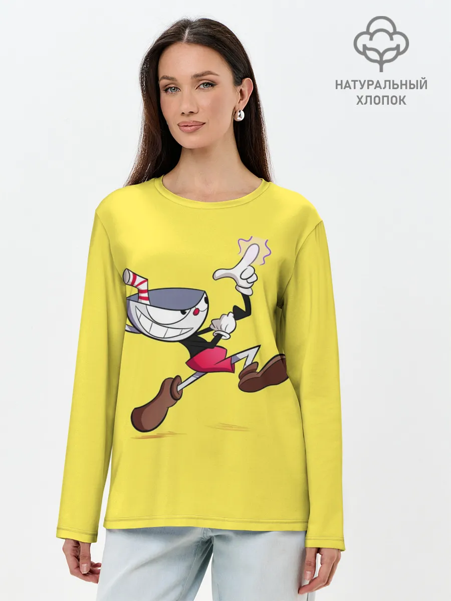 Лонгслив женский. Хлопок / CUPHEAD|