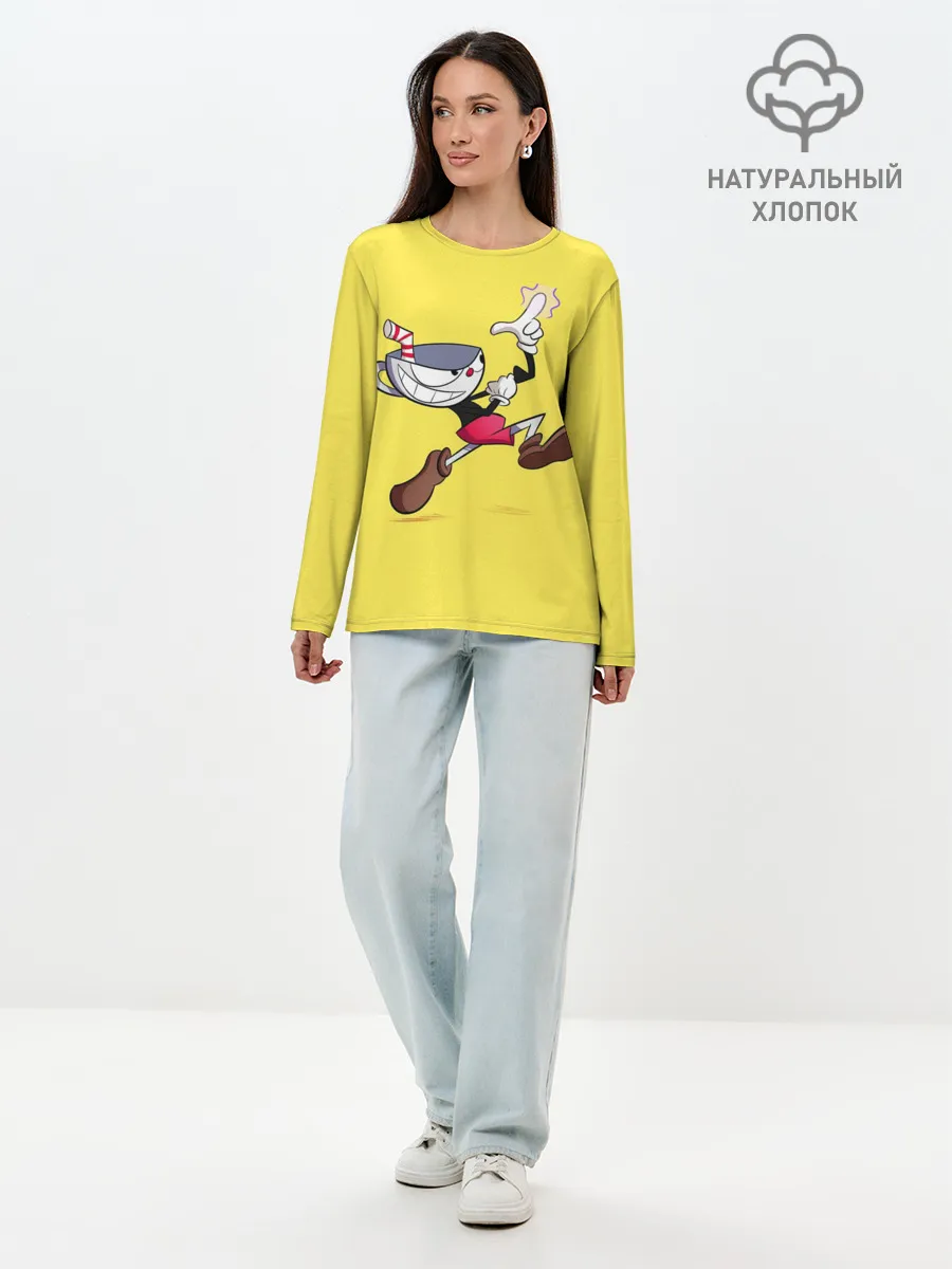Лонгслив женский. Хлопок / CUPHEAD|