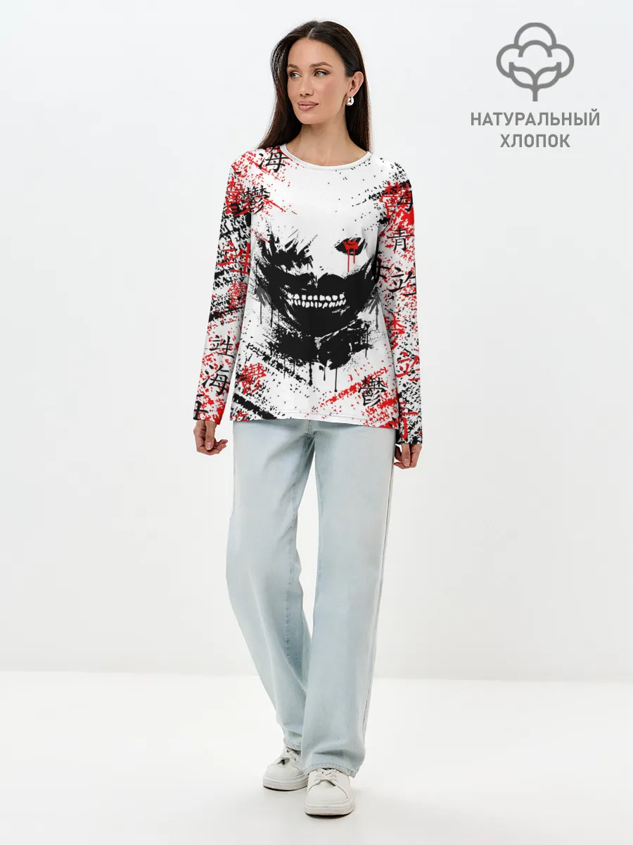 Лонгслив женский. Хлопок / Силует Токийского Гуля