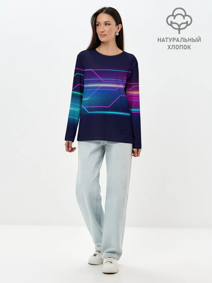 Лонгслив женский. Хлопок / Лазерные лучи