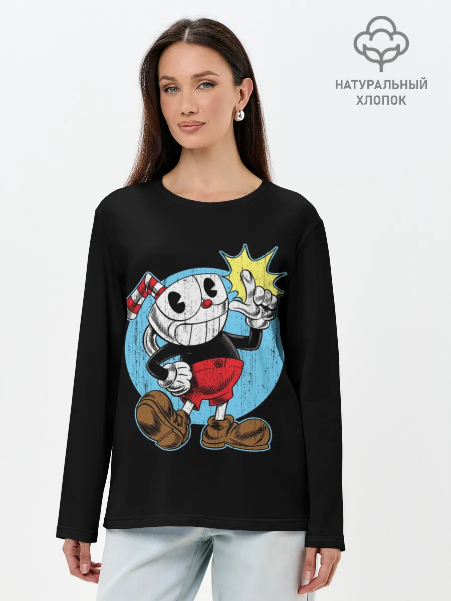 Лонгслив женский. Хлопок / CUPHEAD | КАПХЕД