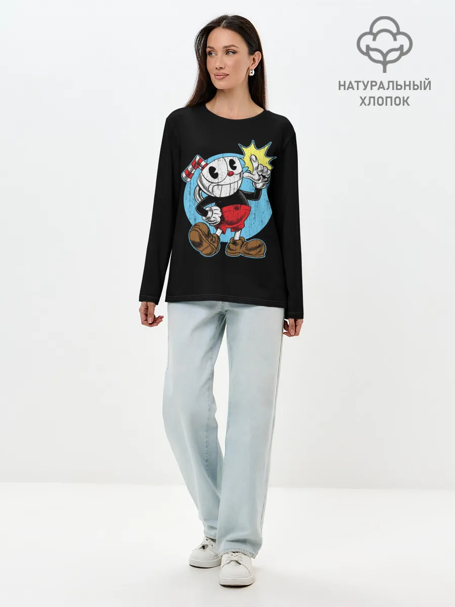 Лонгслив женский. Хлопок / CUPHEAD | КАПХЕД