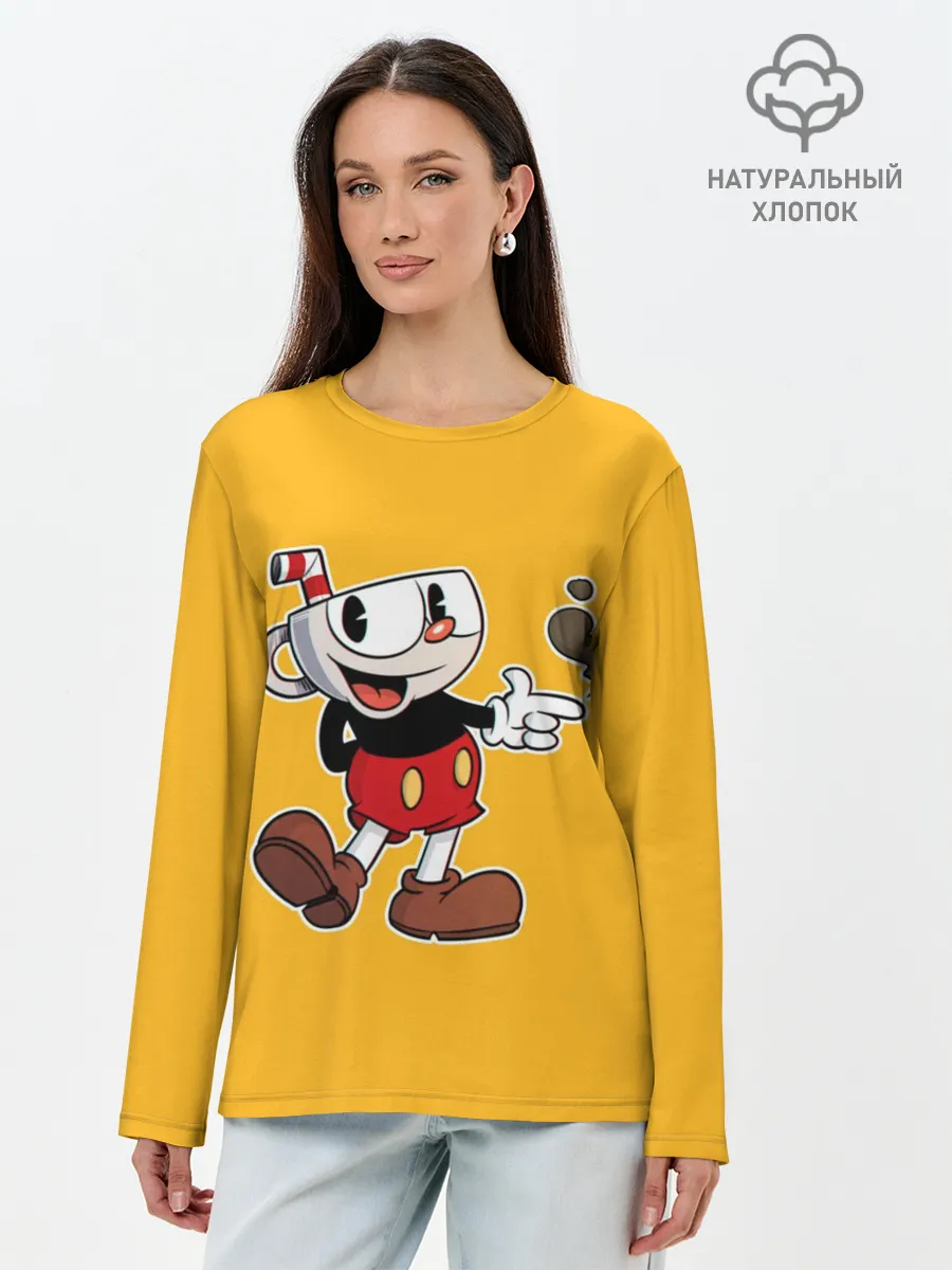 Лонгслив женский. Хлопок / CUPHEAD | КАПХЕД