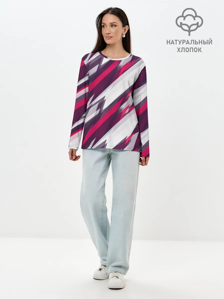 Лонгслив женский. Хлопок / Абстракция ,,Пламя