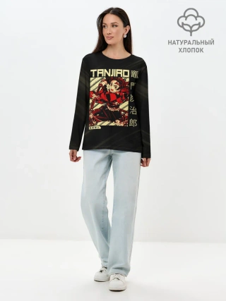 Лонгслив женский. Хлопок / Tanjirou Kimetsu no Yaiba