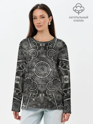 Лонгслив женский. Хлопок / Стимпанк Механизм