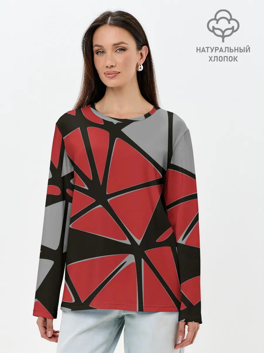 Лонгслив женский. Хлопок / Треугольники