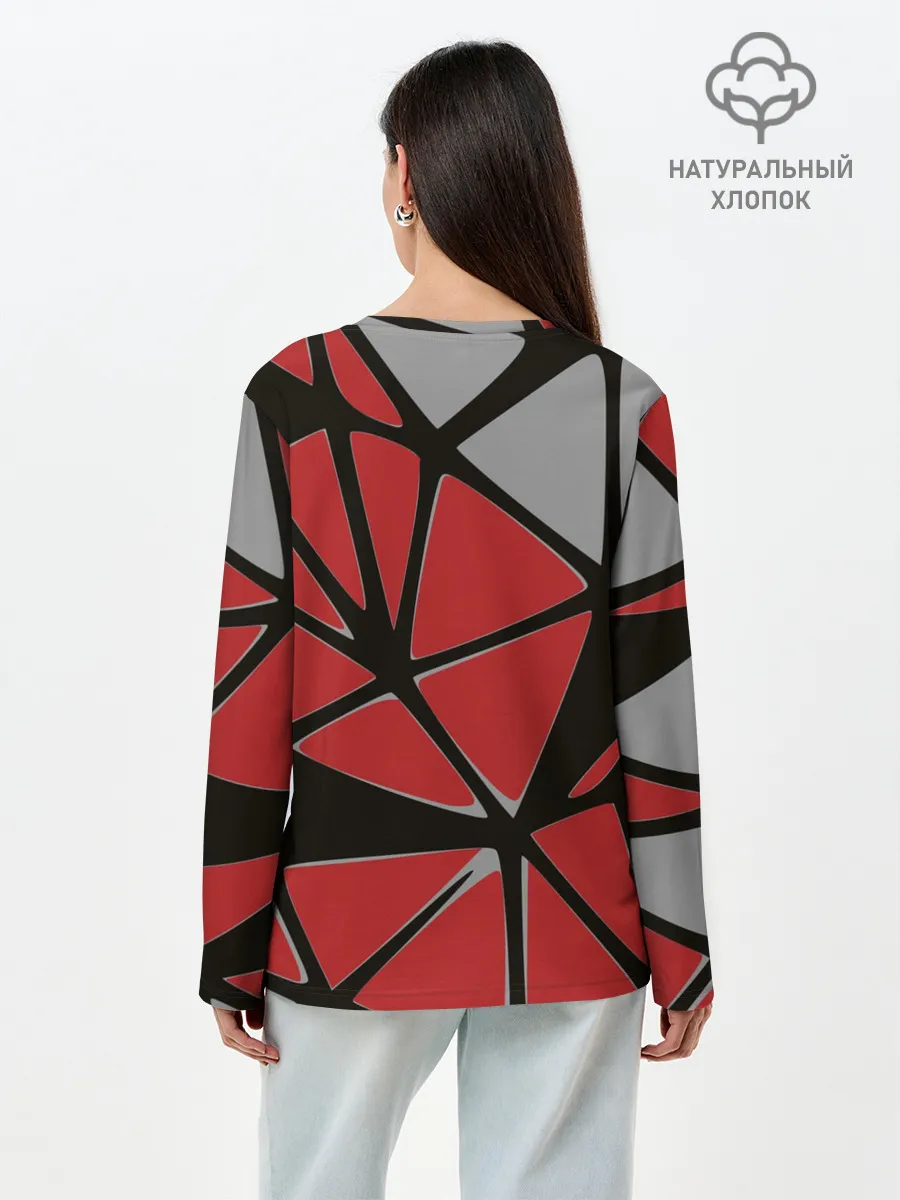 Лонгслив женский. Хлопок / Треугольники