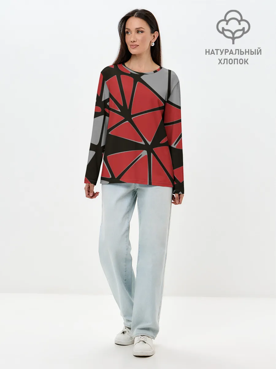Лонгслив женский. Хлопок / Треугольники