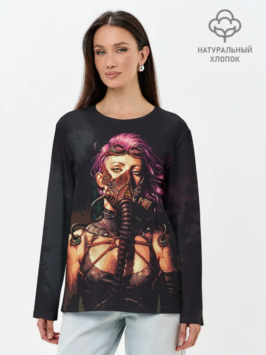 Лонгслив женский. Хлопок / Steampunk girl | Стимпанк