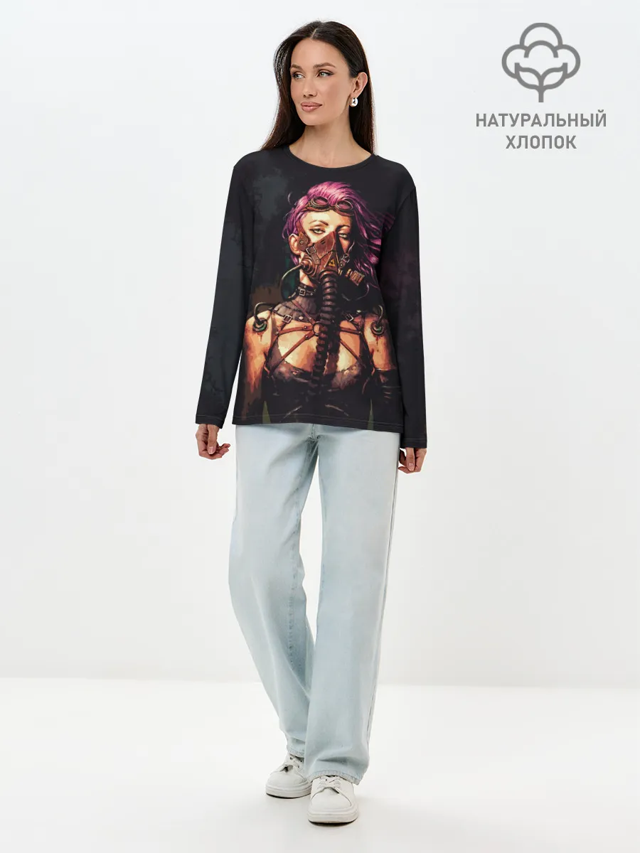 Лонгслив женский. Хлопок / Steampunk girl | Стимпанк