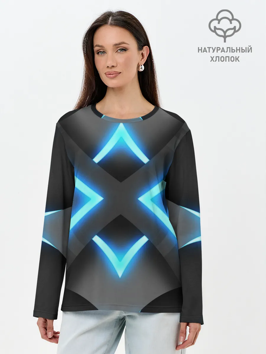 Лонгслив женский. Хлопок / НЕОНОВЫЕ СТРЕЛКИ 3D