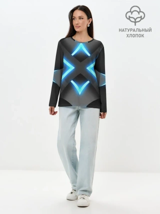 Лонгслив женский. Хлопок / НЕОНОВЫЕ СТРЕЛКИ 3D