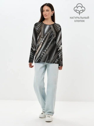 Лонгслив женский. Хлопок / СТИМПАНК | МЕХАНИЧЕСКИЕ ЧАСТИ