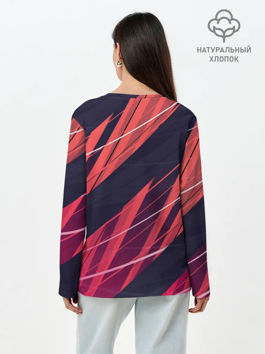 Лонгслив женский. Хлопок / Абстракция ,,Холодный Огонь