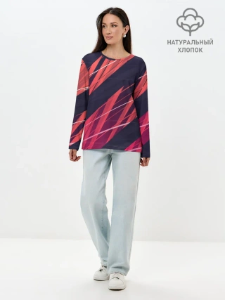 Лонгслив женский. Хлопок / Абстракция ,,Холодный Огонь