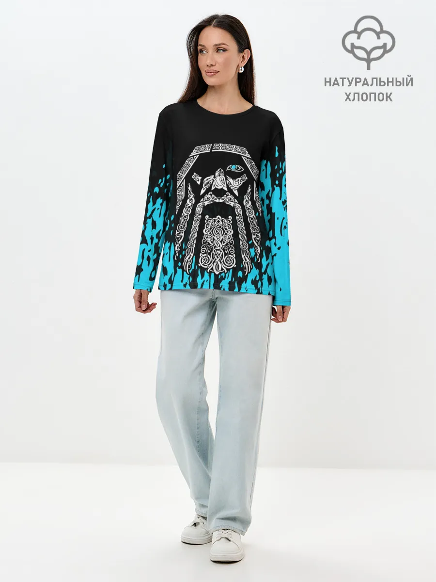 Лонгслив женский. Хлопок / БОГ ОДИН | Узорное лицо