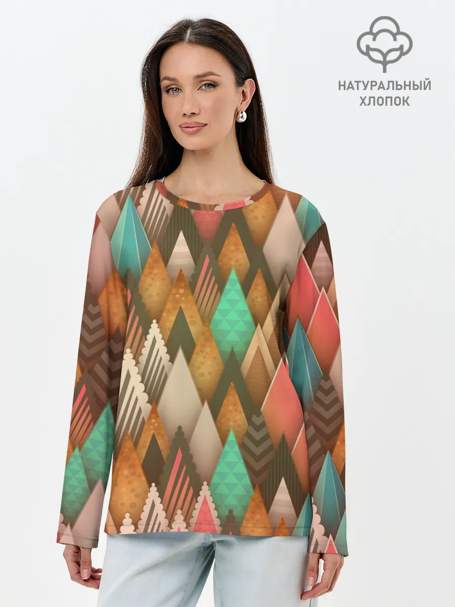 Лонгслив женский. Хлопок / Острые пики