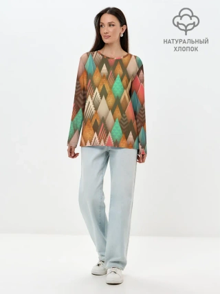 Лонгслив женский. Хлопок / Острые пики