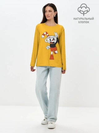 Лонгслив женский. Хлопок / CUPHEAD