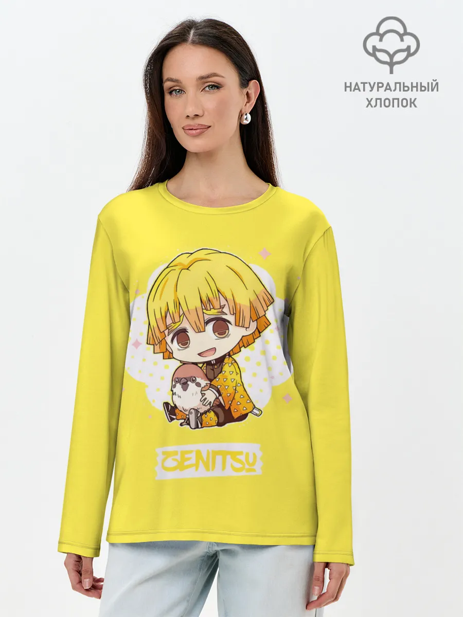 Лонгслив женский. Хлопок / Zenitsu Agatsuma Kimetsu no Yaiba