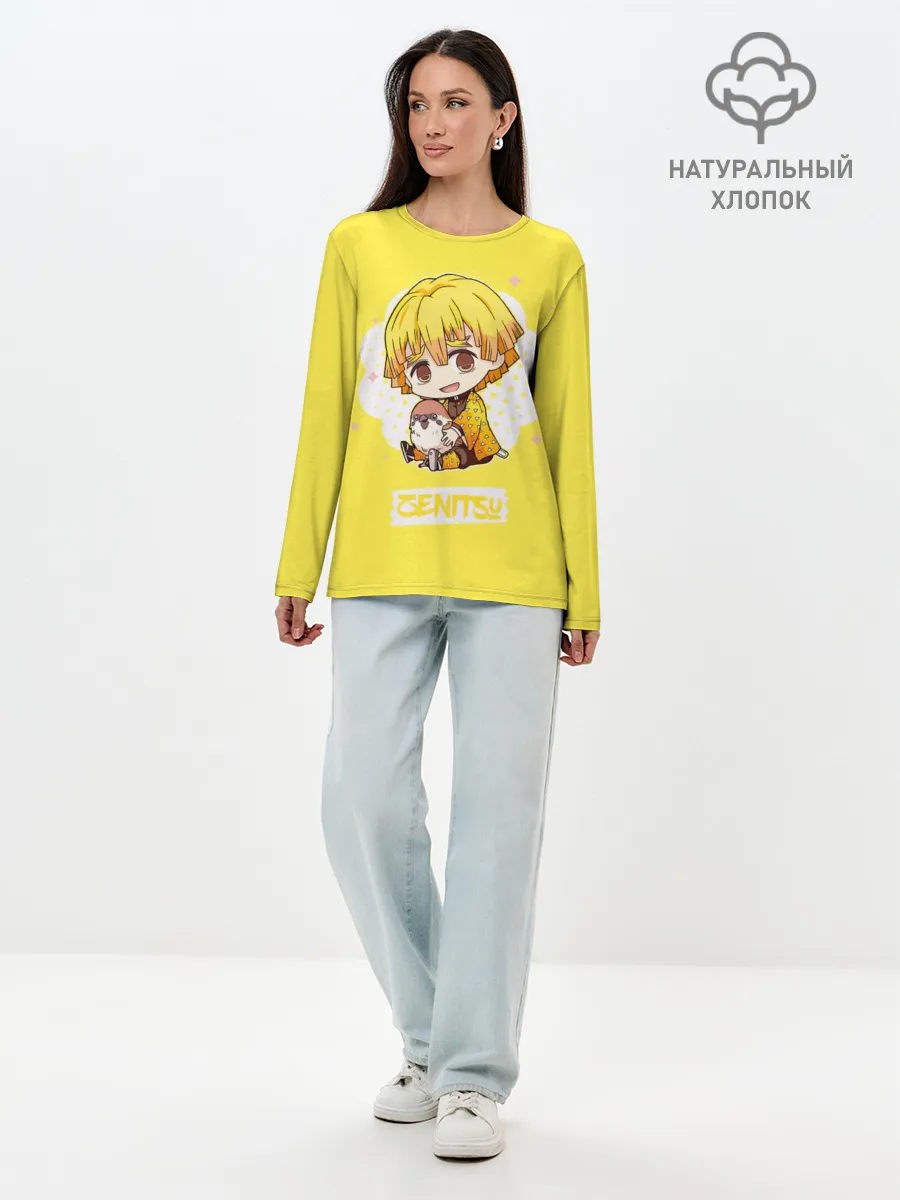 Лонгслив женский. Хлопок / Zenitsu Agatsuma Kimetsu no Yaiba