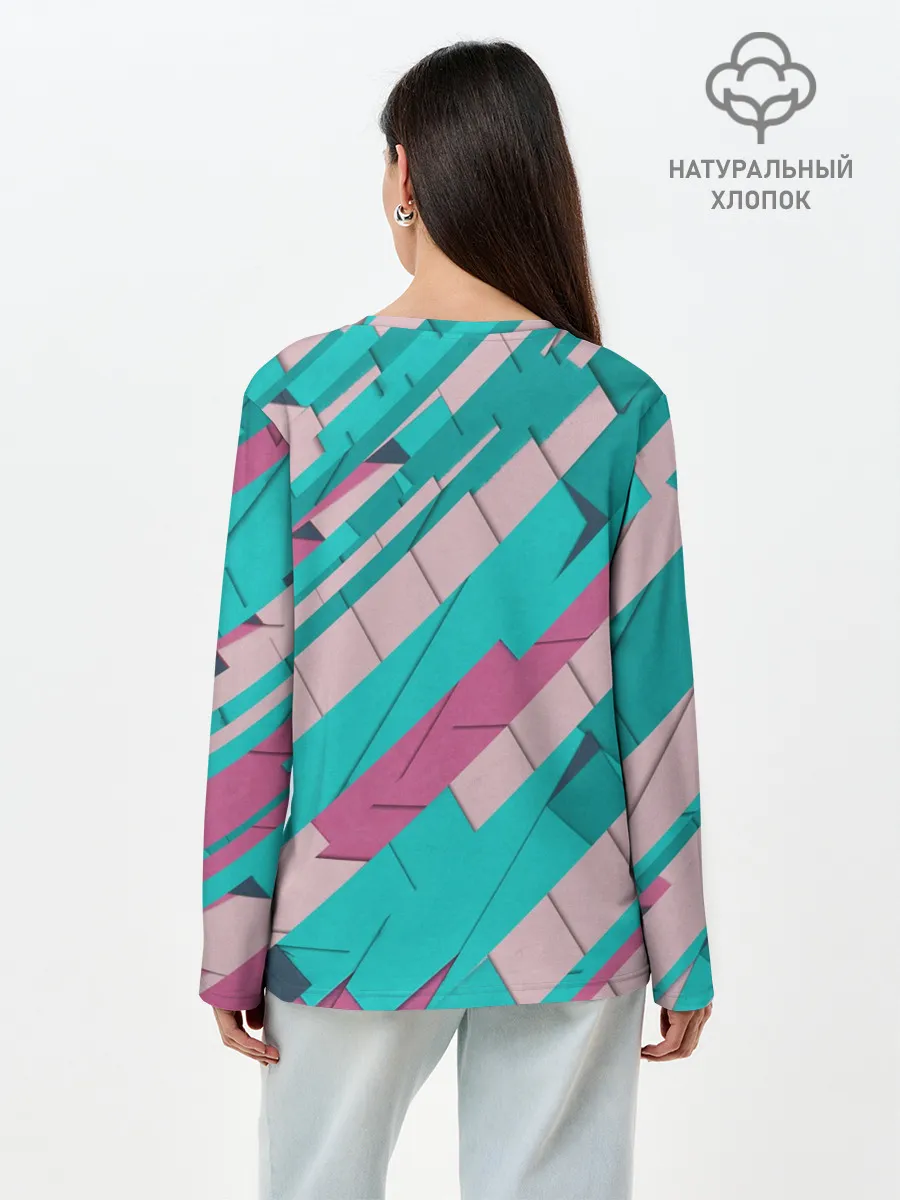Лонгслив женский. Хлопок / Геометрическая Абстракция