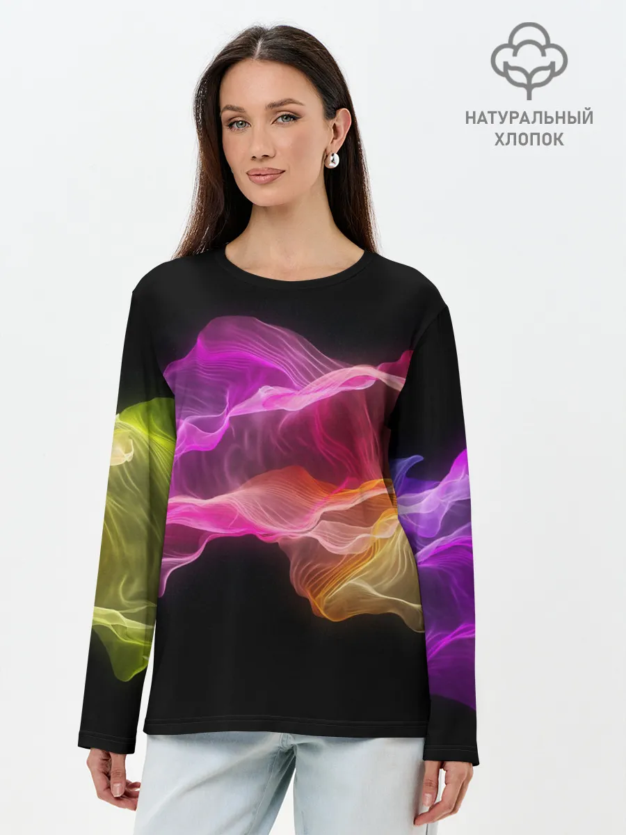 Лонгслив женский. Хлопок / Волны